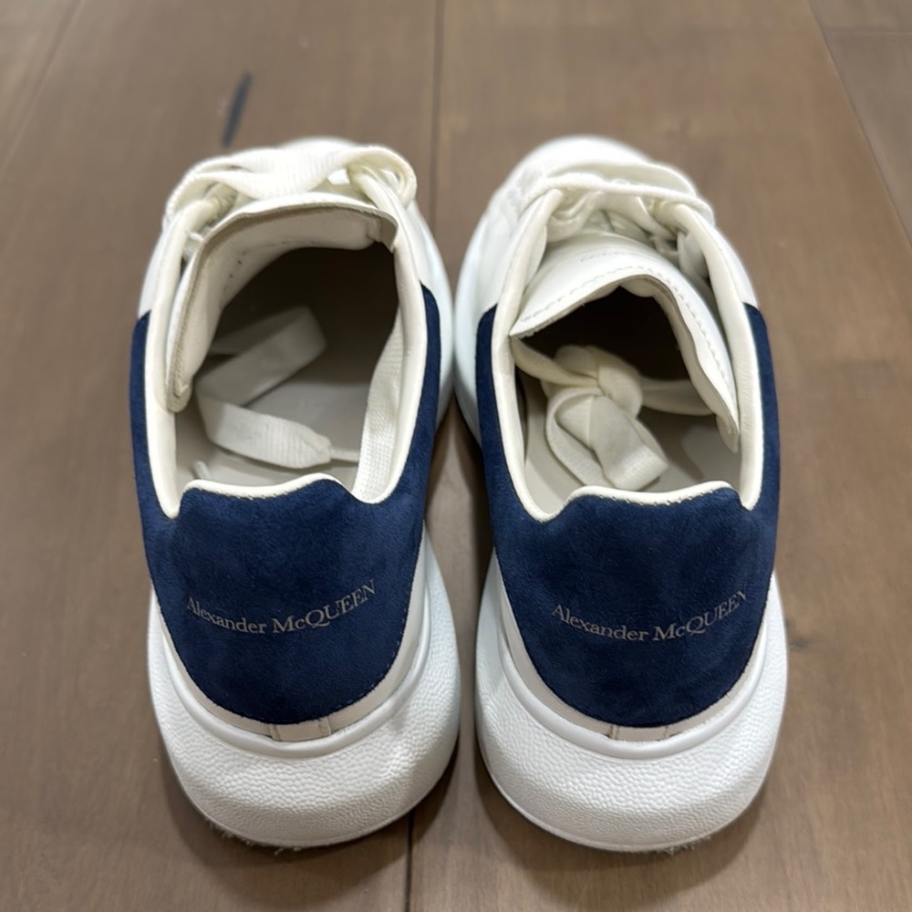 Alexander McQueen White and Blue Sneakers Classic Design